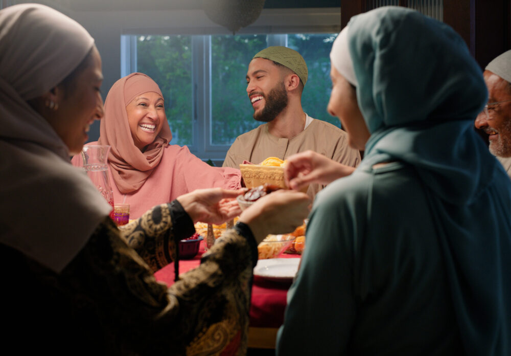 Family breaking the fast