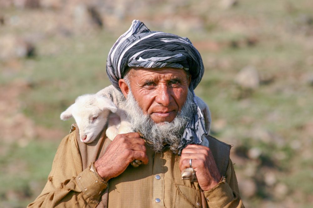 A man with his lamb