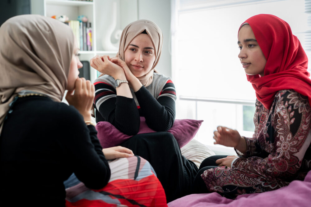 Muslim women talking