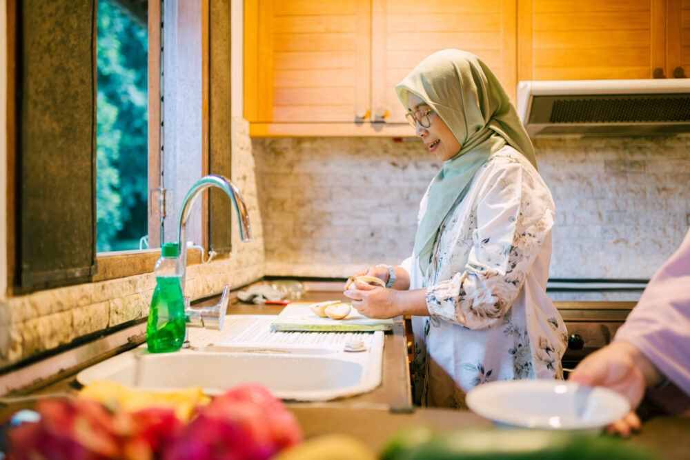 House helper preparing dinner