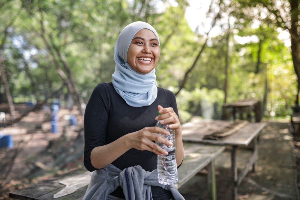 Muslim woman ready to exercise
