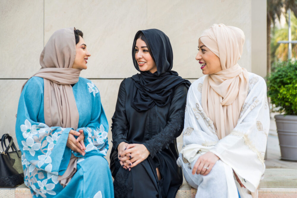 Muslim women talking