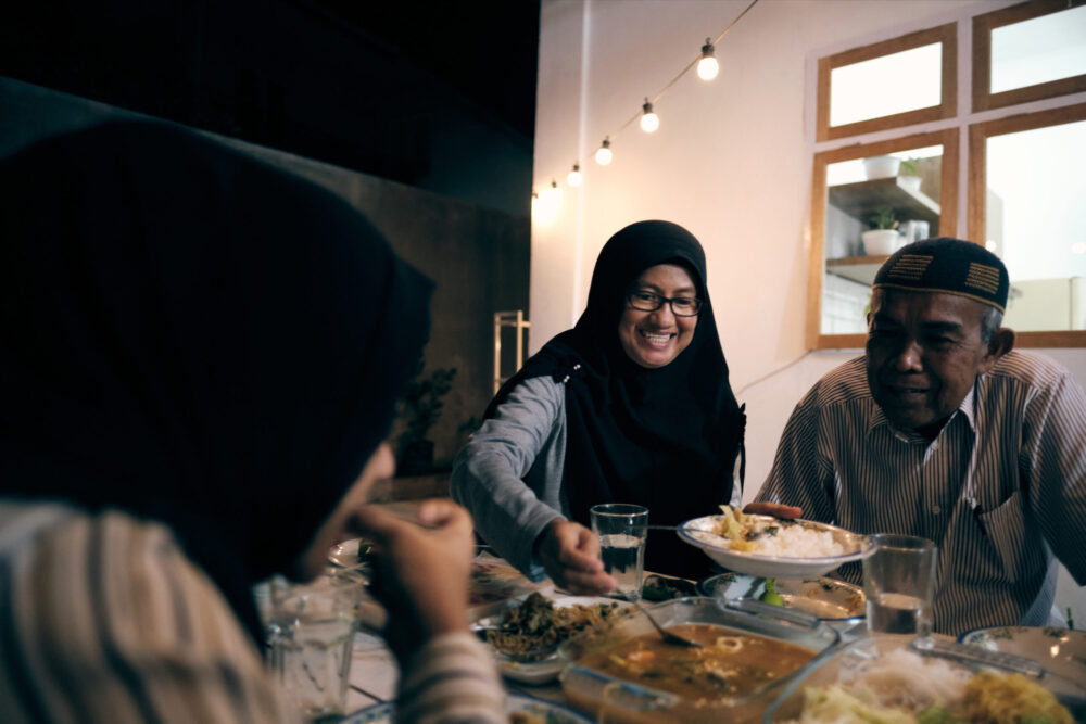 Friends sharing a meal together