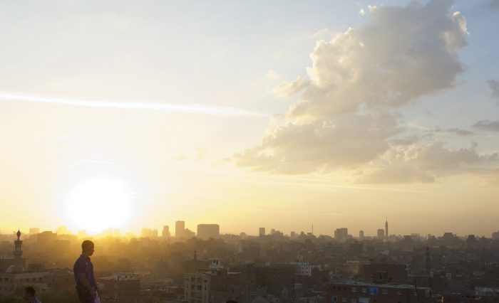 Solitary city silhouette