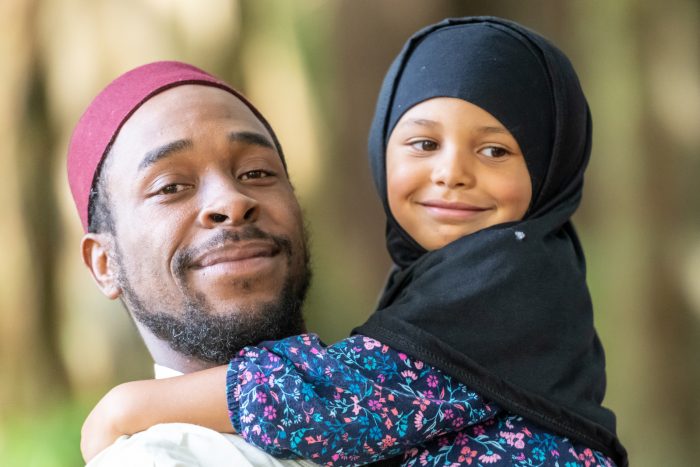 Muslim man and daughter