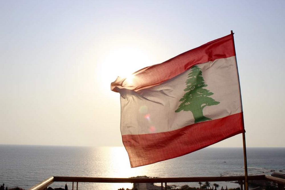 Lebanese flag near Beirut