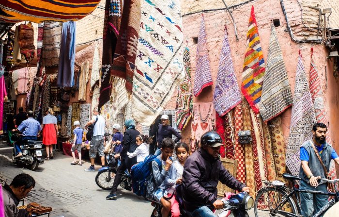 tourists and locals in the medina